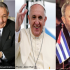 Photos of Raul Castro, Pope Francis, and Fidel Castro