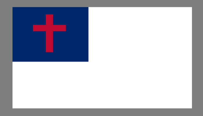 Christian Flag - white with blue square in upper left corner with a red cross in it