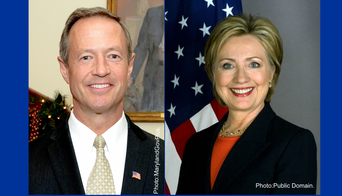 Combined photos of Hillary Clinton and Martin O'Malley