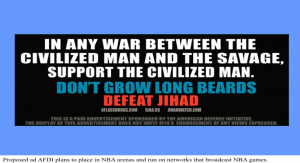 Example of jihad ads Pam Geller group ran in public mass transit systems in several U.S. cities.