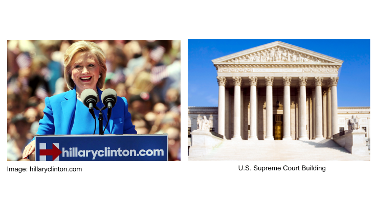 Hillary Clinton and Supreme Court Building