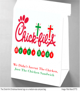 Chick-fil-A Christmas logo on carryout bag
